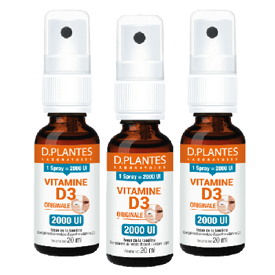 Pack 3 Vitamine D3 originale 2000 UI spray 20 ml