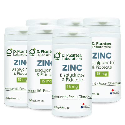 Pack 6 Zinc Bisglycinate et Pidolate 60 gélules 