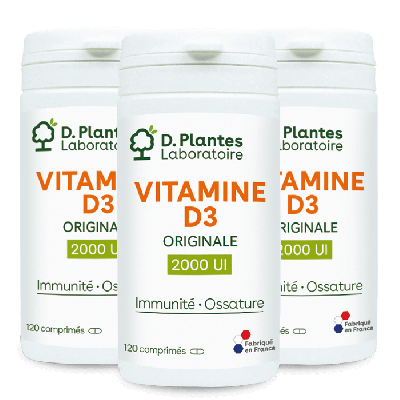 Pack 3 Vitamine D3 2000 UI originale 120 comprimés