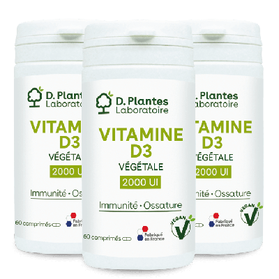 Pack 3 Vitamine D3 Végétale 2000 UI 60 comprimés