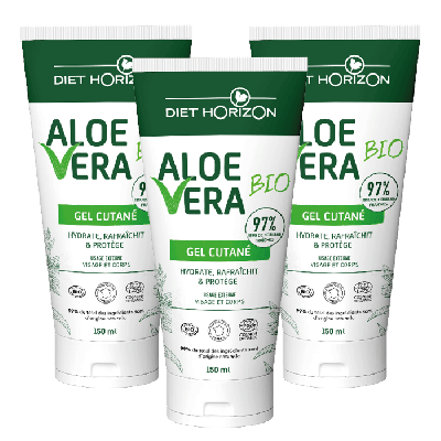 Pack 3 Gel aloe vera 97% visage et corps - Diet Horizon - 3 X 150 ml