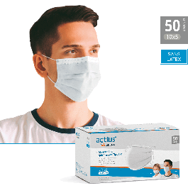 Masque chirurgical 3 plis FFP1 sans latex - Boite de 50 unités