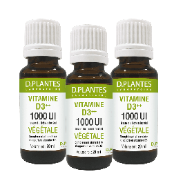 Pack 3 vitamine D3++ végétale huile 1000 UI 20 ml