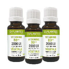 PACK 3 Vitamine D3++ Végétale 2000 UI 20 ml