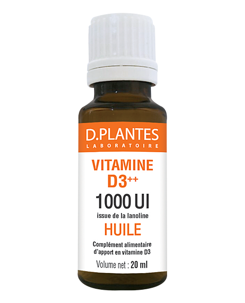 Vitamine D3++ Huile 1000 UI, issue de la lanoline. Laboratoire D.Plantes